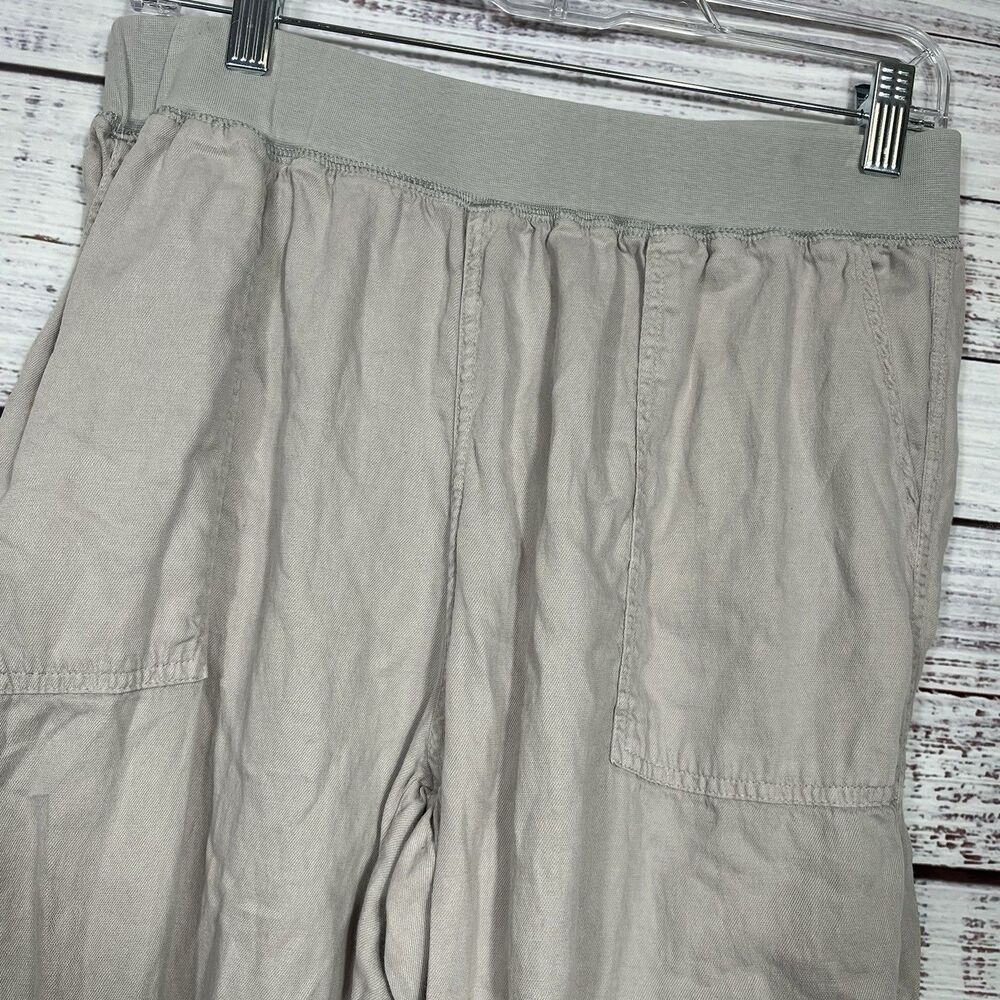 FAHERTY Arlie Day Jogger Pants  Beige Linen Blend Stretch Pull-on Size Large